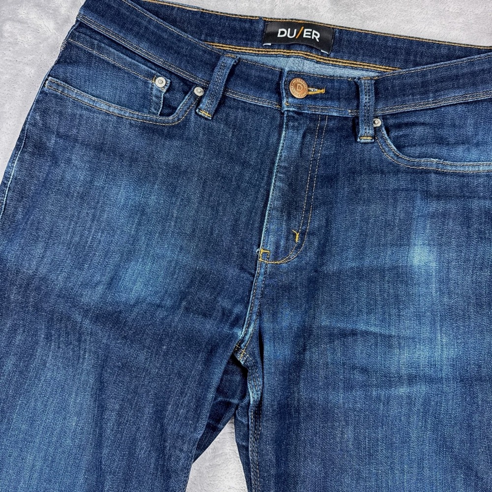 DUER L2X Slim Fit Jeans Mens 33x32 Dark Wash Performance Denim Coolmax Stretch